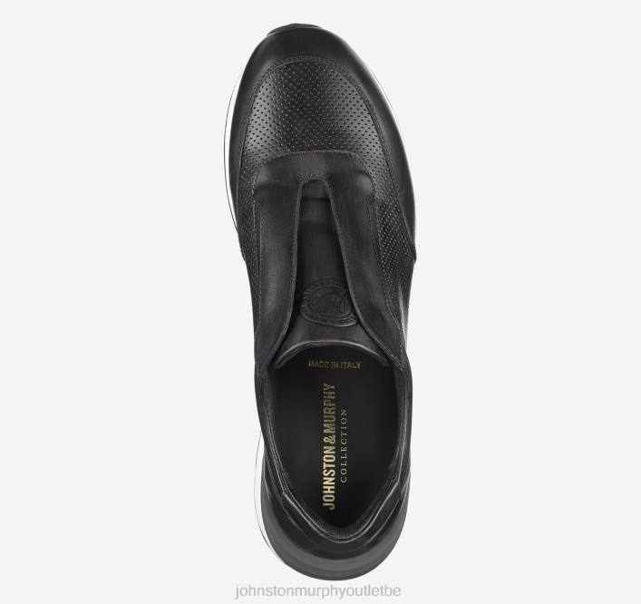 Johnston & Murphy Hommes pantalon de jogging sans lacets Briggs TXRN349 chaussures cuir de veau italien noir