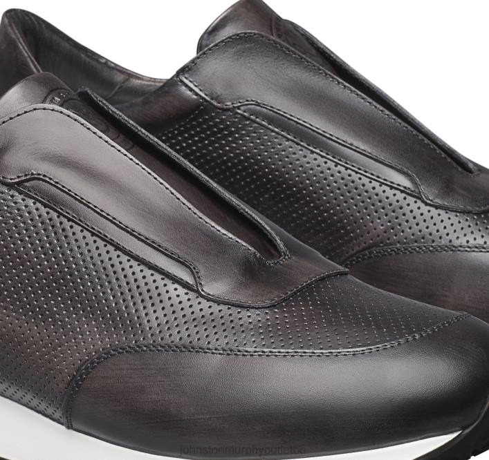 Johnston & Murphy Hommes pantalon de jogging sans lacets Briggs TXRN349 chaussures cuir de veau italien noir