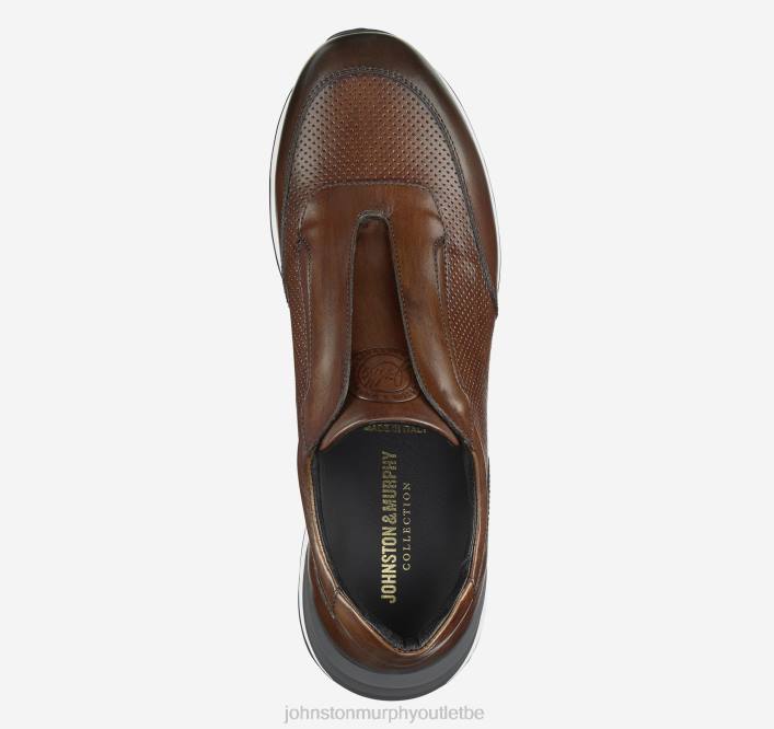 Johnston & Murphy Hommes pantalon de jogging sans lacets Briggs TXRN388 chaussures cuir de veau italien marron