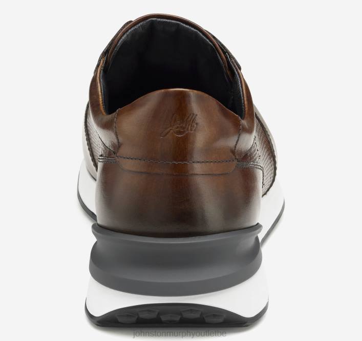 Johnston & Murphy Hommes pantalon de jogging sans lacets Briggs TXRN388 chaussures cuir de veau italien marron