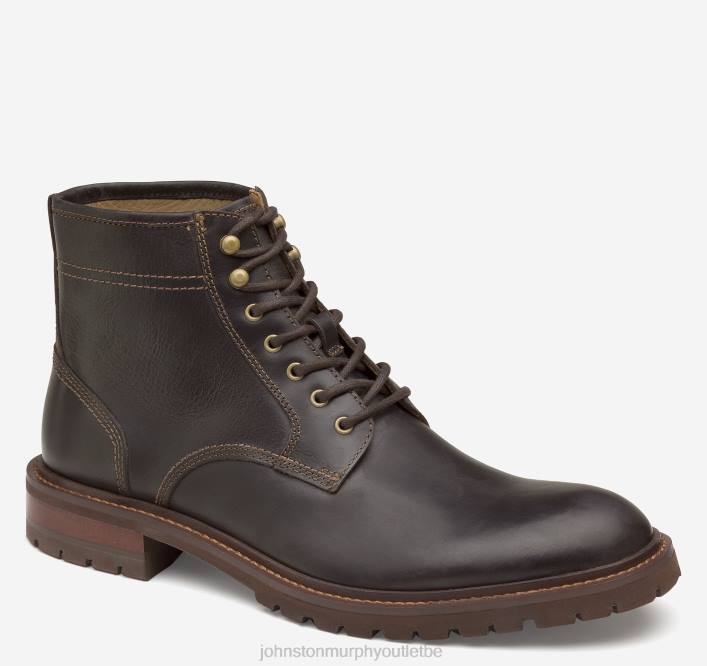 Johnston & Murphy Hommes botte barrett à bout uni TXRN336 chaussures pleine fleur brun foncé