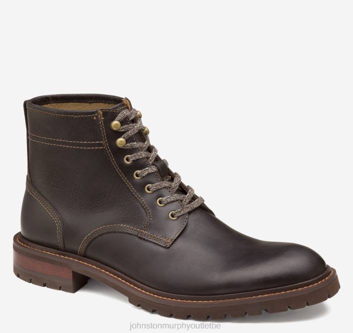 Johnston & Murphy Hommes botte barrett à bout uni TXRN336 chaussures pleine fleur brun foncé