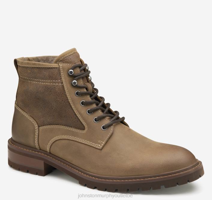 Johnston & Murphy Hommes botte barrett en peau lainée à bout uni TXRN384 chaussures pleine fleur/shearling huilé marron