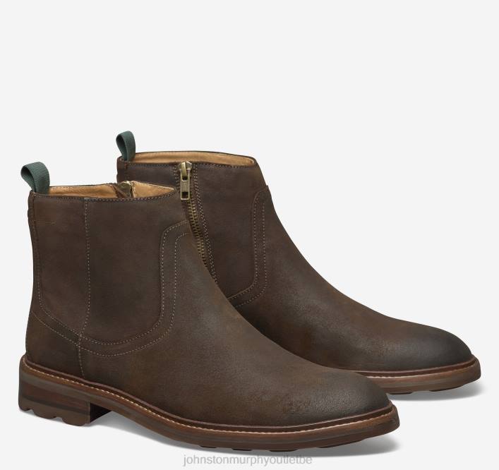 Johnston & Murphy Hommes botte zippée Welch TXRN361 chaussures daim anglais ciré marron