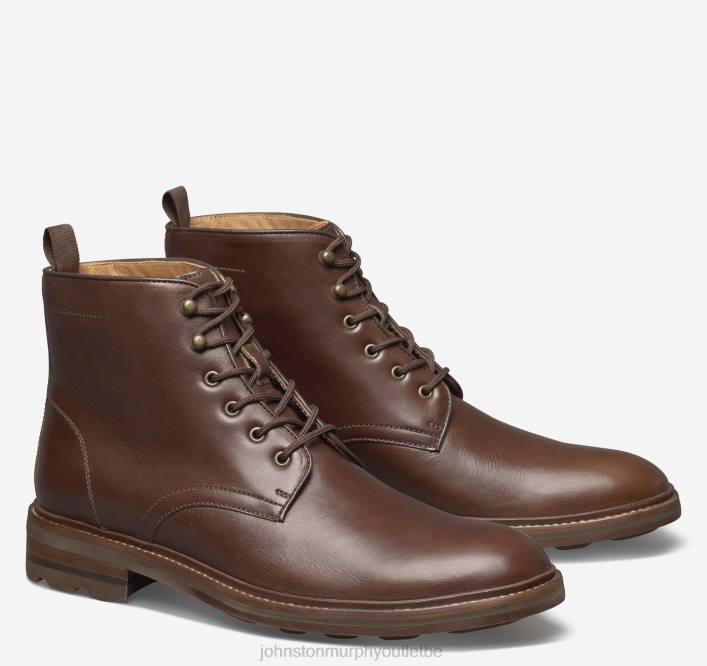 Johnston & Murphy Hommes welch botte à bout uni TXRN342 chaussures brandy à grains entiers