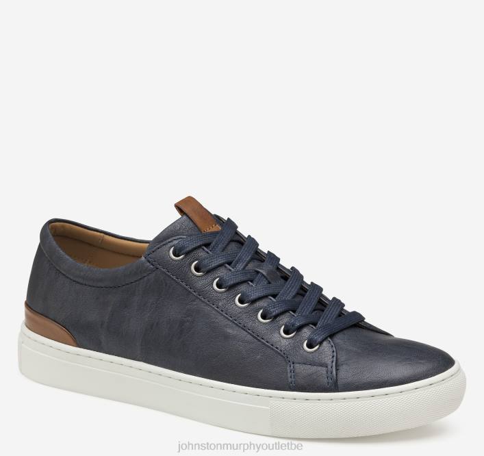 Johnston & Murphy Hommes banques de lacet aux orteils TXRN169 chaussures peau de mouton lavée italienne bleu marine