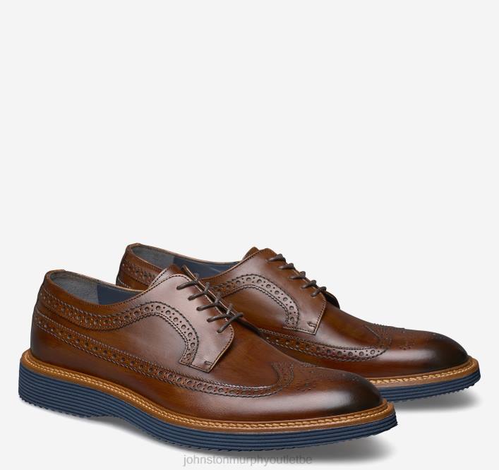 Johnston & Murphy Hommes Jameson Longwing TXRN184 chaussures cuir de veau italien marron