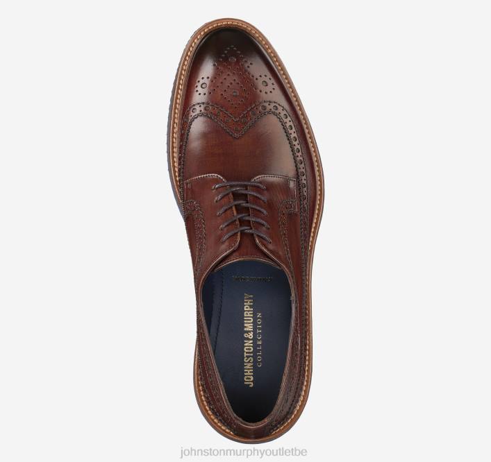 Johnston & Murphy Hommes Jameson Longwing TXRN184 chaussures cuir de veau italien marron