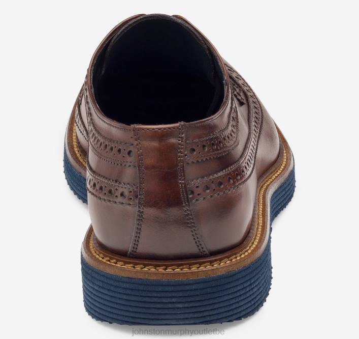 Johnston & Murphy Hommes Jameson Longwing TXRN184 chaussures cuir de veau italien marron