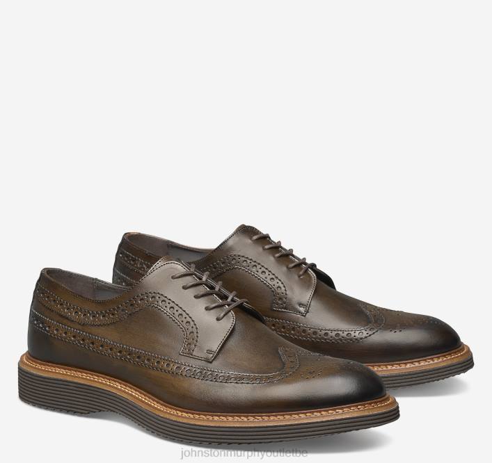 Johnston & Murphy Hommes Jameson Longwing TXRN198 chaussures cuir de veau italien marron foncé