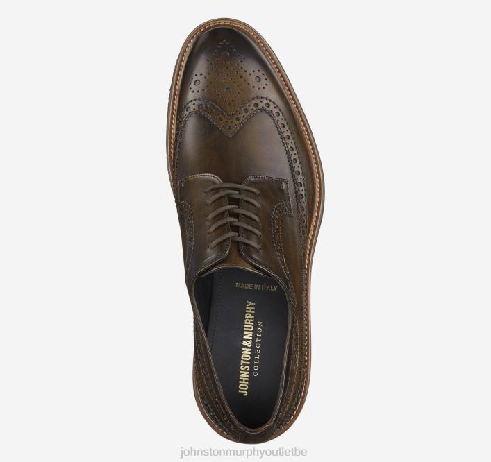 Johnston & Murphy Hommes Jameson Longwing TXRN198 chaussures cuir de veau italien marron foncé
