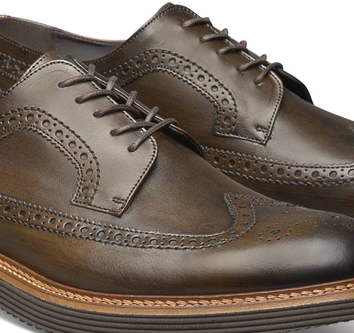 Johnston & Murphy Hommes Jameson Longwing TXRN198 chaussures cuir de veau italien marron foncé