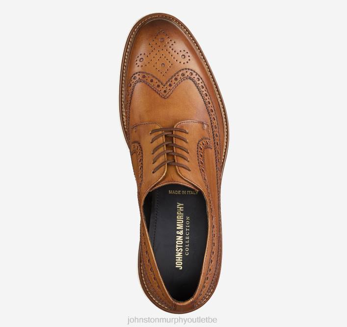 Johnston & Murphy Hommes Jameson Longwing TXRN250 chaussures cuir de veau italien beige clair