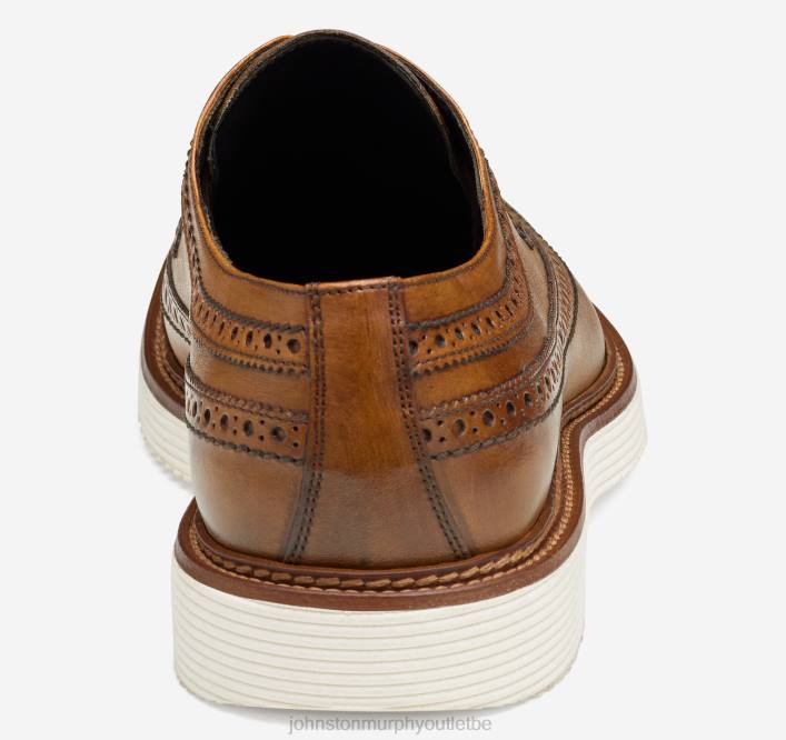 Johnston & Murphy Hommes Jameson Longwing TXRN250 chaussures cuir de veau italien beige clair