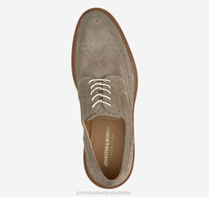 Johnston & Murphy Hommes Jameson Longwing TXRN306 chaussures daim italien taupe