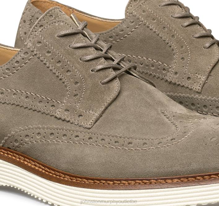Johnston & Murphy Hommes Jameson Longwing TXRN306 chaussures daim italien taupe