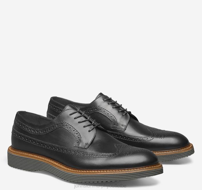 Johnston & Murphy Hommes Jameson Longwing TXRN307 chaussures cuir de veau italien noir