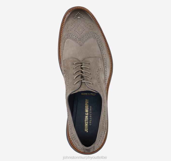 Johnston & Murphy Hommes Jameson Longwing TXRN379 chaussures daim italien gris