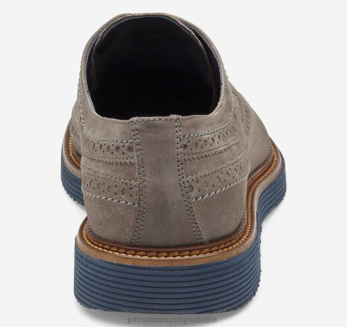Johnston & Murphy Hommes Jameson Longwing TXRN379 chaussures daim italien gris