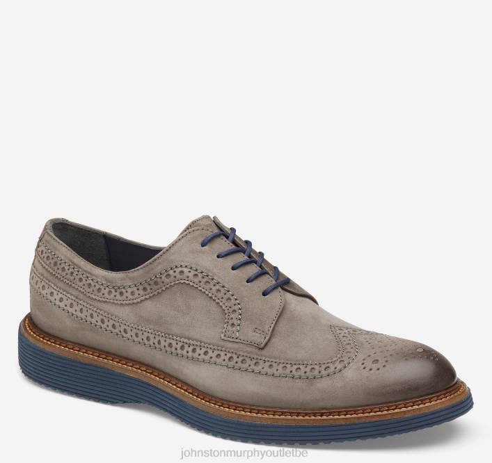 Johnston & Murphy Hommes Jameson Longwing TXRN379 chaussures daim italien gris