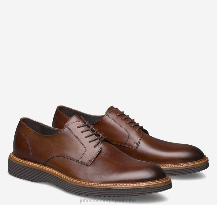 Johnston & Murphy Hommes Jameson à bout uni TXRN328 chaussures cuir de veau italien marron