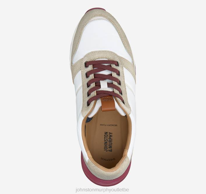 Johnston & Murphy Hommes Kinnon u-gorge TXRN166 chaussures suède blanc/polyester recyclé