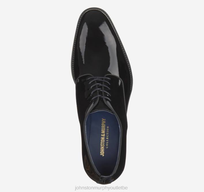 Johnston & Murphy Hommes Kinser, bout uni TXRN380 chaussures cuir de veau verni italien noir