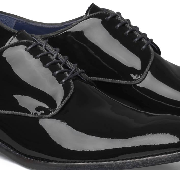 Johnston & Murphy Hommes Kinser, bout uni TXRN380 chaussures cuir de veau verni italien noir