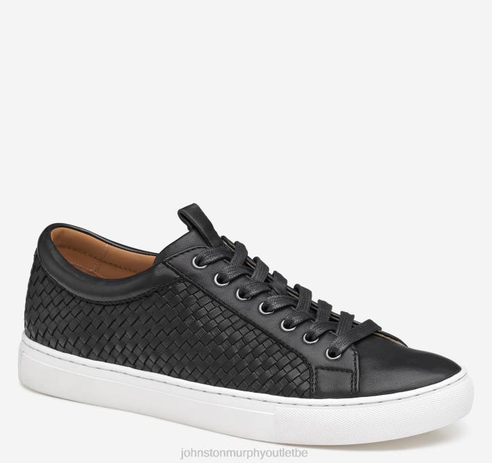 Johnston & Murphy Hommes banques tissées de la dentelle au bout TXRN185 chaussures peau de mouton noire