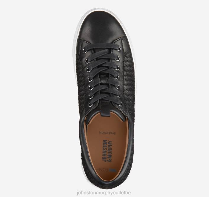 Johnston & Murphy Hommes banques tissées de la dentelle au bout TXRN185 chaussures peau de mouton noire