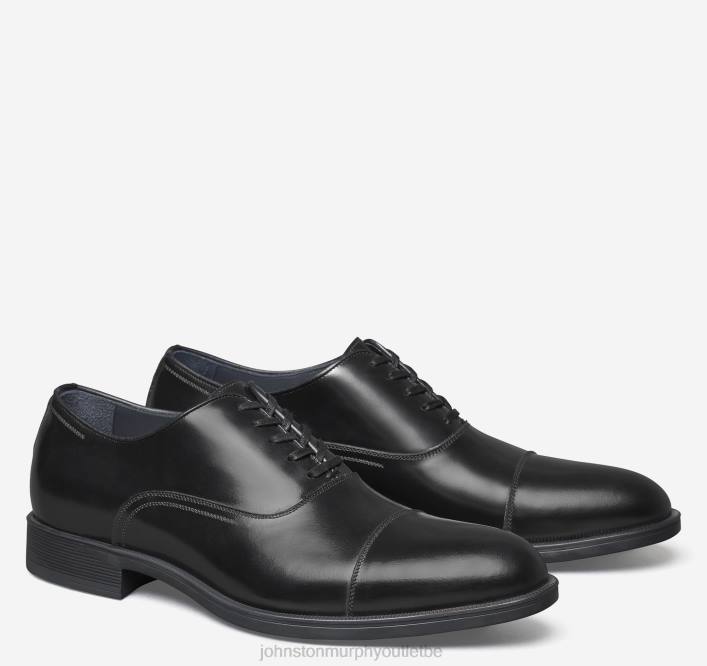 Johnston & Murphy Hommes bout arrondi TXRN234 chaussures cuir de veau italien noir