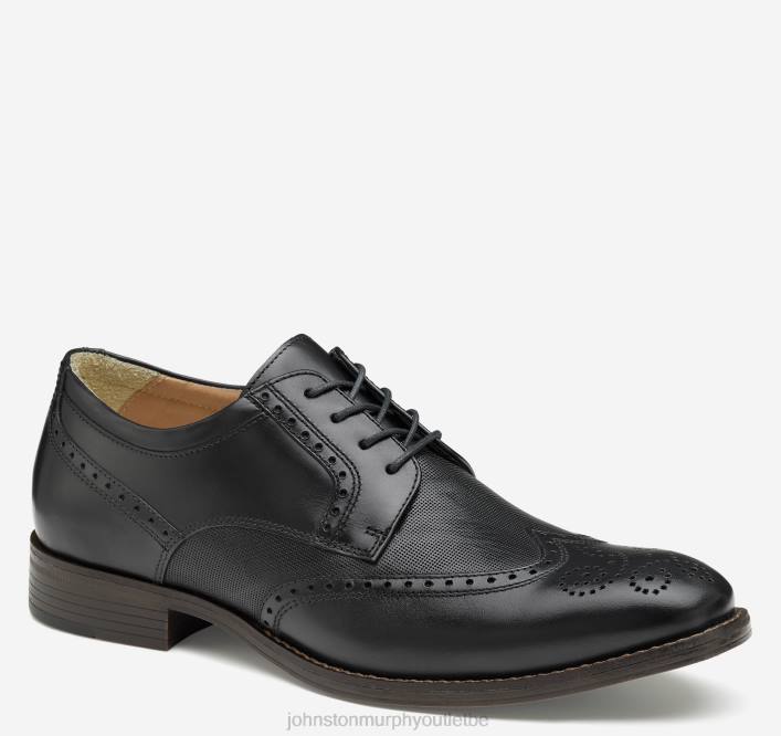 Johnston & Murphy Hommes bout d'aile en relief Lewis TXRN281 chaussures noir pleine fleur
