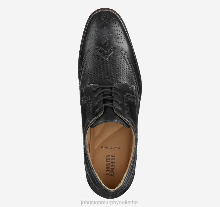 Johnston & Murphy Hommes bout d'aile en relief Lewis TXRN281 chaussures noir pleine fleur