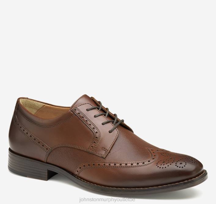 Johnston & Murphy Hommes bout d'aile en relief Lewis TXRN329 chaussures beige pleine fleur