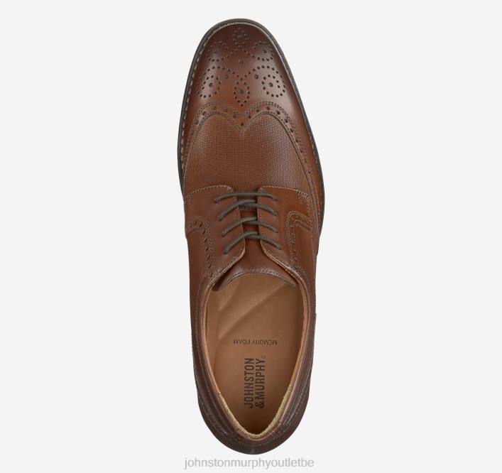 Johnston & Murphy Hommes bout d'aile en relief Lewis TXRN329 chaussures beige pleine fleur