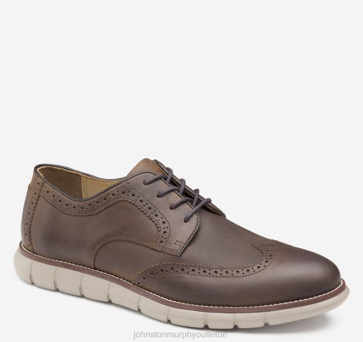 Johnston & Murphy Hommes bout d'aile en relief holden TXRN228 chaussures grains entiers huilés bruns