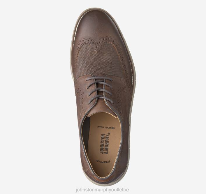 Johnston & Murphy Hommes bout d'aile en relief holden TXRN228 chaussures grains entiers huilés bruns