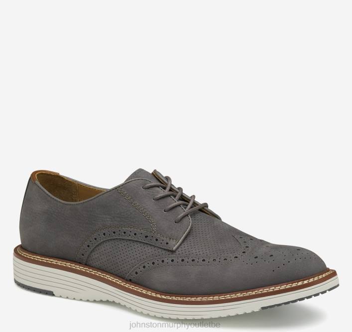 Johnston & Murphy Hommes bout d'aile en relief upton TXRN245 chaussures nubuck gris
