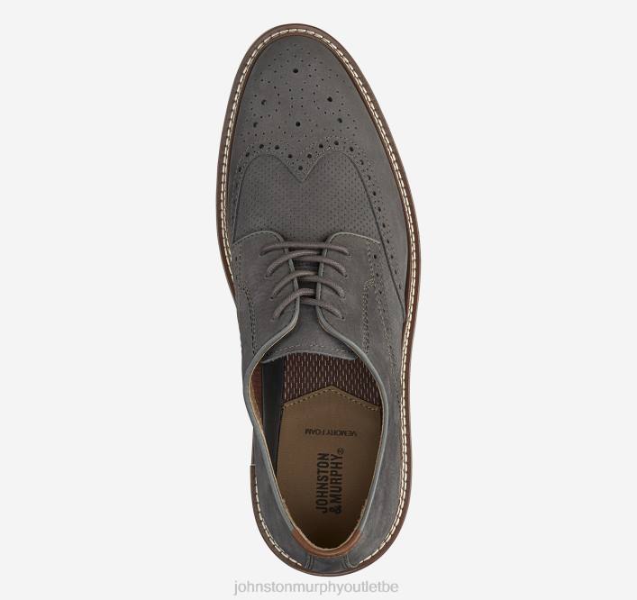 Johnston & Murphy Hommes bout d'aile en relief upton TXRN245 chaussures nubuck gris