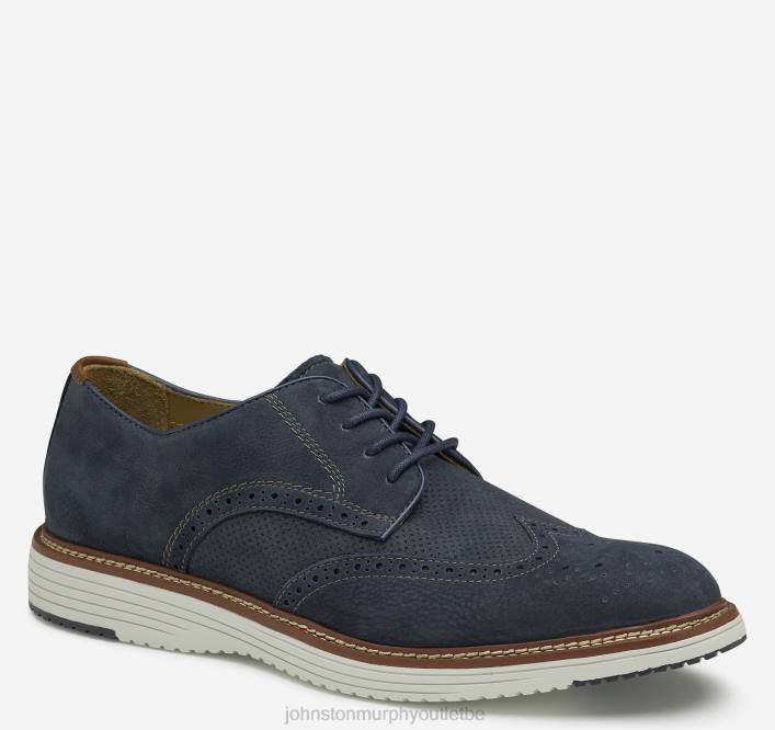 Johnston & Murphy Hommes bout d'aile en relief upton TXRN246 chaussures nubuck bleu marine