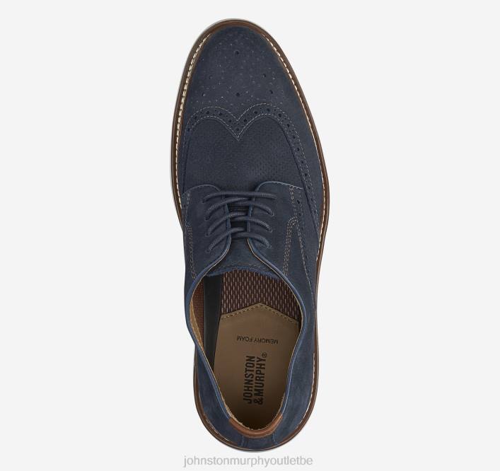 Johnston & Murphy Hommes bout d'aile en relief upton TXRN246 chaussures nubuck bleu marine