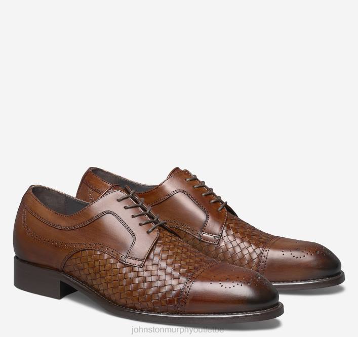 Johnston & Murphy Hommes bout droit ellsworth TXRN182 chaussures cuir de veau tressé italien marron