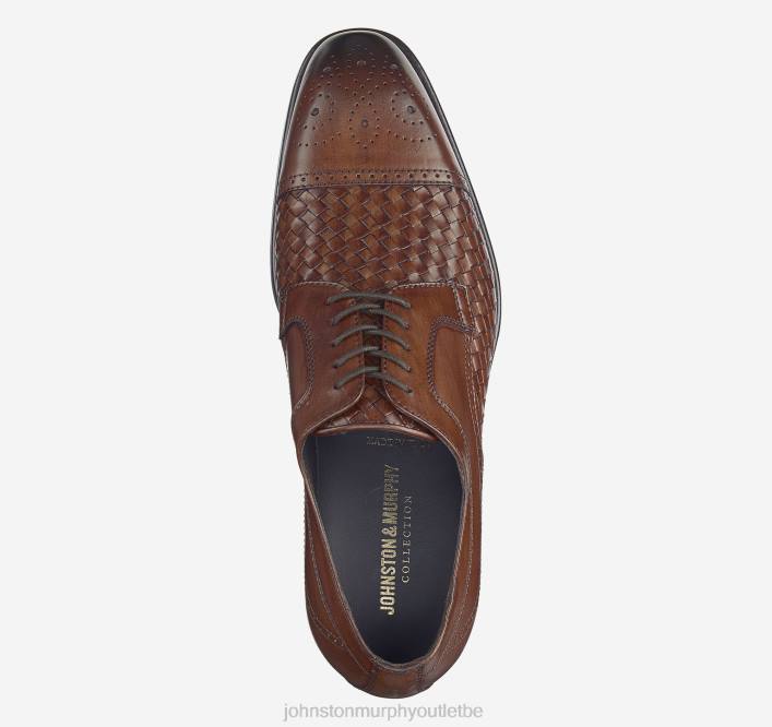Johnston & Murphy Hommes bout droit ellsworth TXRN182 chaussures cuir de veau tressé italien marron