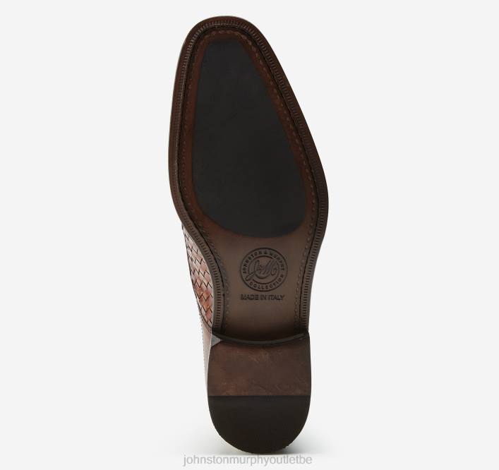 Johnston & Murphy Hommes bout droit ellsworth TXRN182 chaussures cuir de veau tressé italien marron