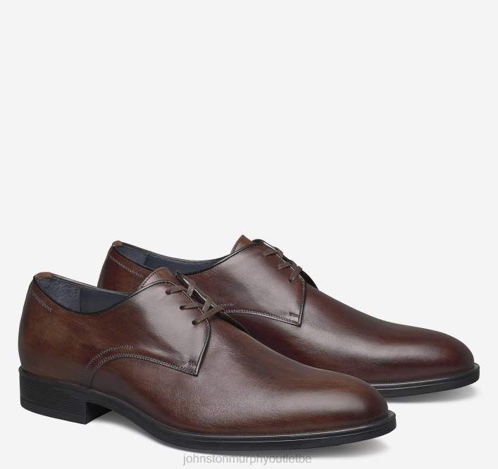 Johnston & Murphy Hommes flynch bout uni TXRN357 chaussures cuir de veau italien acajou