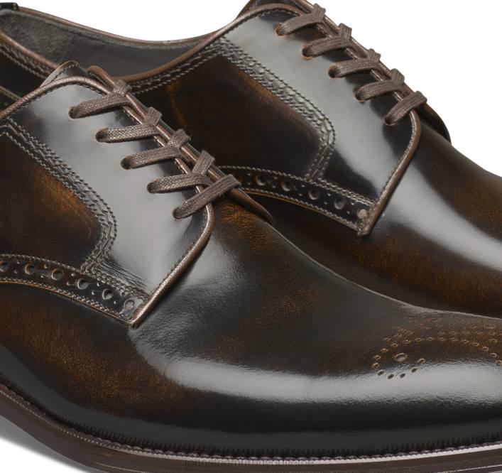 Johnston & Murphy Hommes flynn bout uni TXRN209 chaussures cuir de veau italien cognac