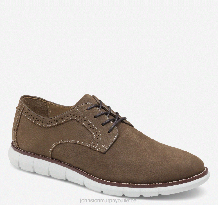 Johnston & Murphy Hommes holden bout uni TXRN148 chaussures nubuck foulonné marron