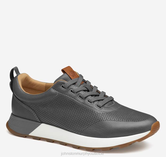 Johnston & Murphy Hommes jogging perforé kinnon TXRN327 chaussures gris pleine fleur