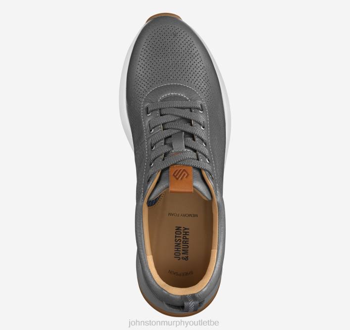 Johnston & Murphy Hommes jogging perforé kinnon TXRN327 chaussures gris pleine fleur
