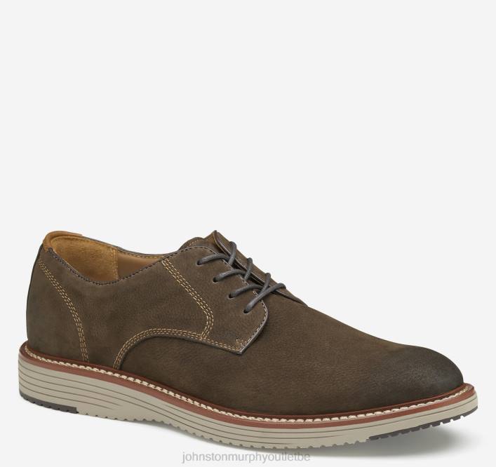 Johnston & Murphy Hommes upton bout uni TXRN97 chaussures nubuck marron foncé